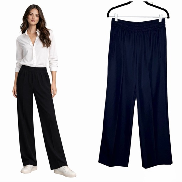 Golden Goose Wide Leg Pants Size IT 40 Black Wool Blend High Waist Made In Italy